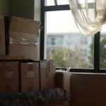 packed moving boxes in home